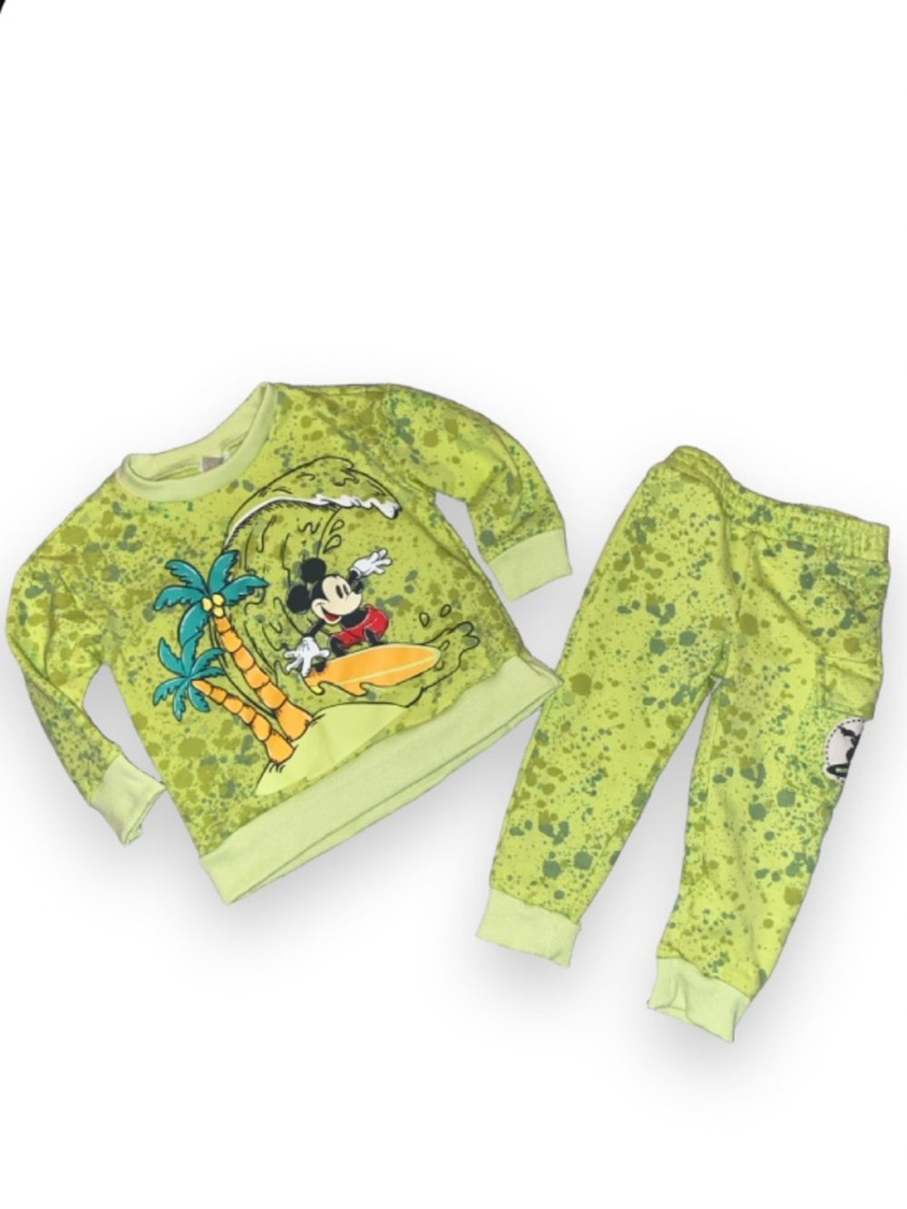 Disney Lime Green Mickey Surf Sweatshirt and Jogger Set